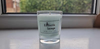 Text: Hand-Poured Aromatherapy Candle with Lavender and Patchouli Scents